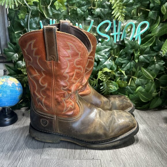 Ariat WorkHog Boots Men's 11.5 EE Steel Toe Western Leather Square Toe Workwear - Picture 1 of 13